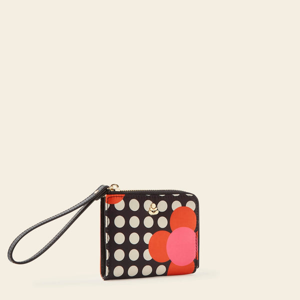 Orla Kiely Carla Zip Purse - Fuchsia Flower Polka Dot