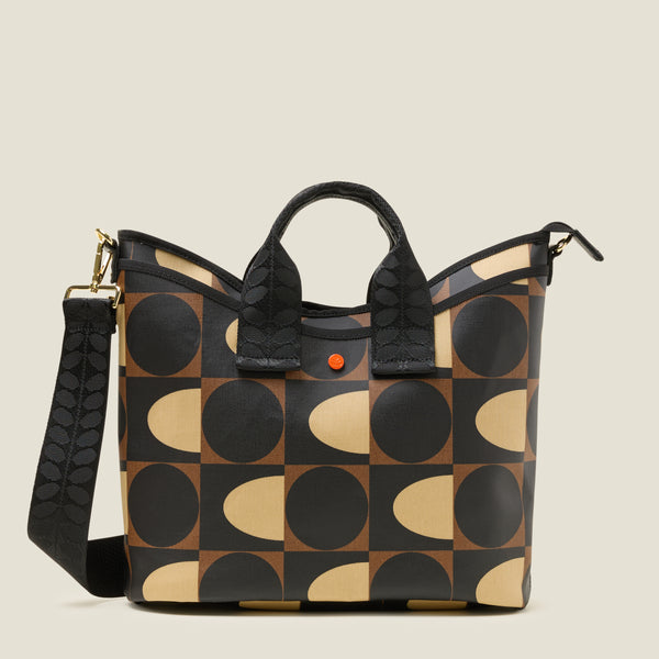 Orla Kiely Carry Grab Crossbody Bag - Spot Square Mocha