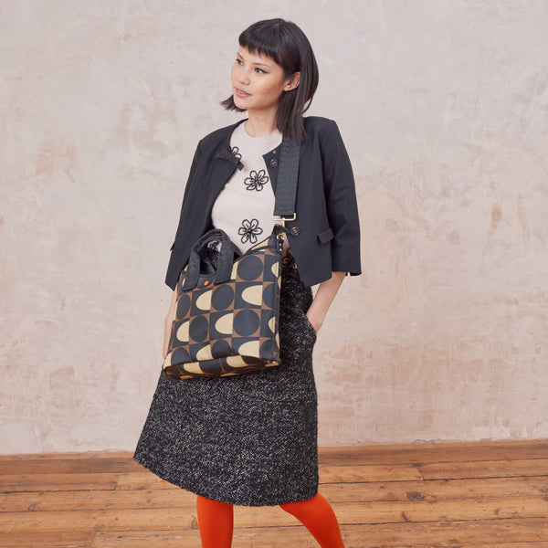 orla kiely Carry Grab Crossbody Bag - Spot Square Mocha