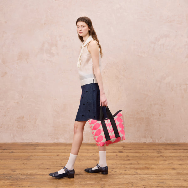 Orla Kiely Carrysmall Basic Tote - Solid Stem Neon Pink