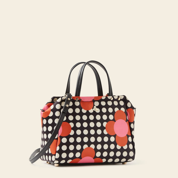 Orla Kiely Concertina Crossbody Tote - Fuchsia Flower Polka Dot