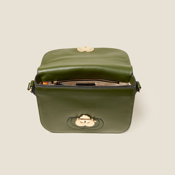 Orla Kiely Eclipse Leather Crossbody Bag - Flower Applique Forest