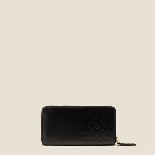 orla kiely Forget Me Not Big Leather Wallet - Tile Emboss Black