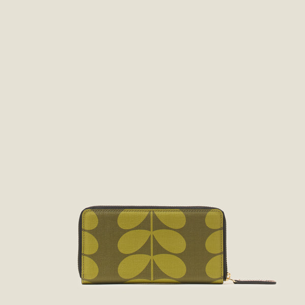 Orla Kiely Forget Me Not Big Wallet - Solid Stem Olive