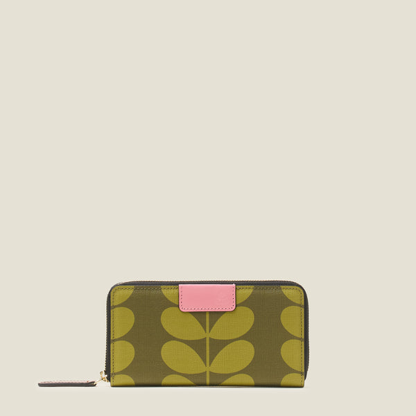 orla kiely Forget Me Not Big Wallet - Solid Stem Olive