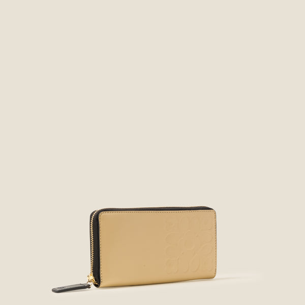 Orla Kiely Forget Me Not Leather Wallet - Tile Emboss Cream