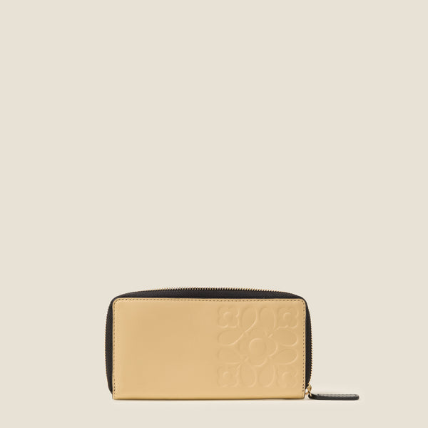 Orla Kiely Forget Me Not Leather Wallet - Tile Emboss Cream