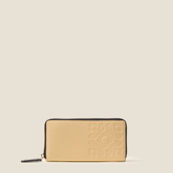 orla kiely Forget Me Not Leather Wallet - Tile Emboss Cream