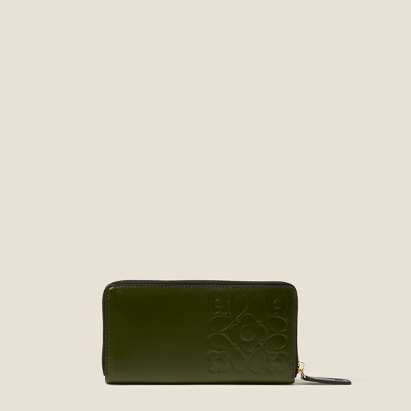 Orla Kiely Forget Me Not Leather Wallet - Tile Emboss Forest