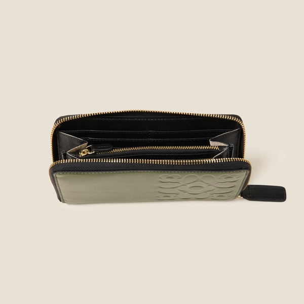 Orla Kiely Forget Me Not Leather Wallet - Tile Emboss Forest