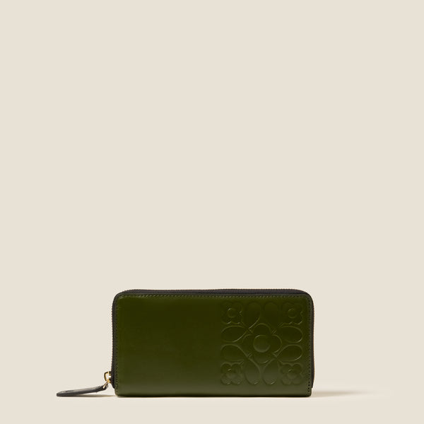 orla kiely Forget Me Not Leather Wallet - Tile Emboss Forest