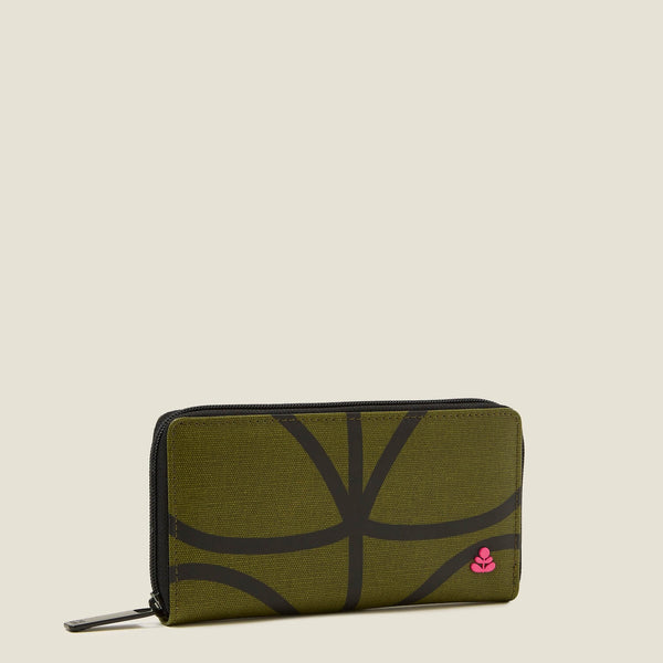Orla Kiely Forget Me Not Wallet - Giant Linear Stem Olive