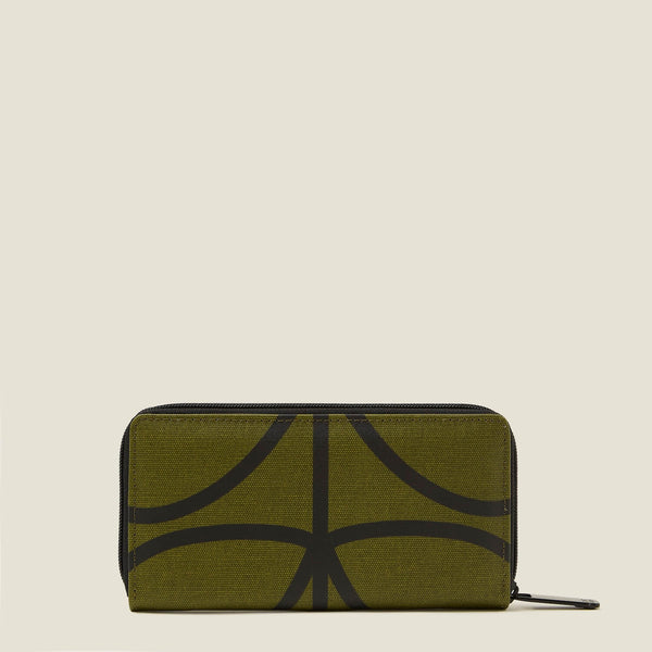 Orla Kiely Forget Me Not Wallet - Giant Linear Stem Olive