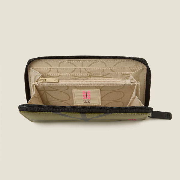 Orla Kiely Forget Me Not Wallet - Giant Linear Stem Olive