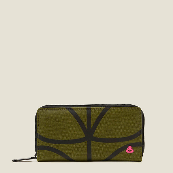 orla kiely Forget Me Not Wallet - Giant Linear Stem Olive