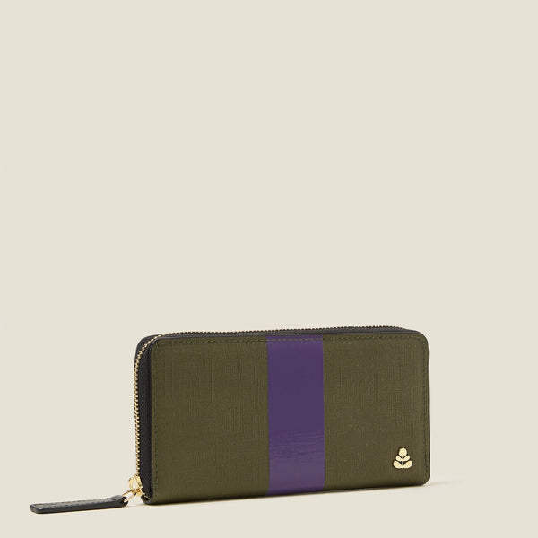 Orla Kiely Forget Me Not Wallet - Shiny Stripe Spruce Purple