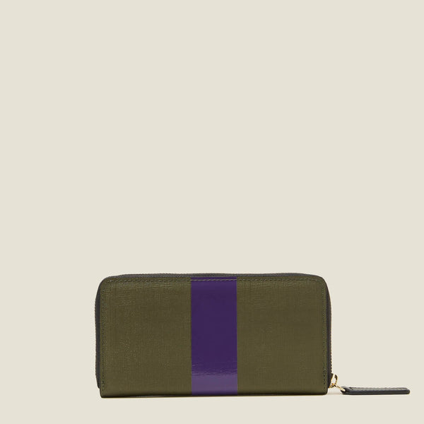 Orla Kiely Forget Me Not Wallet - Shiny Stripe Spruce Purple