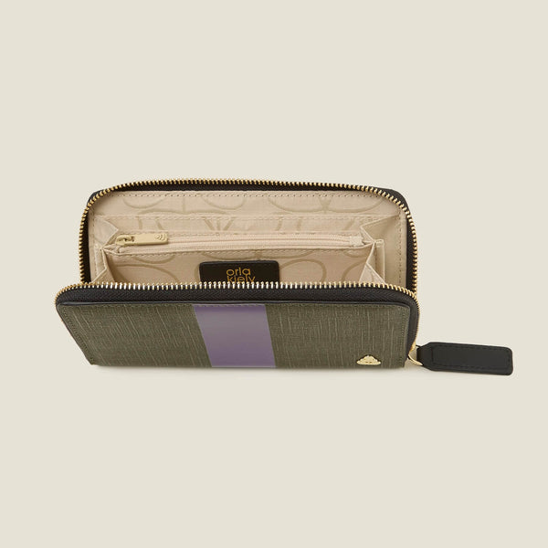 Orla Kiely Forget Me Not Wallet - Shiny Stripe Spruce Purple