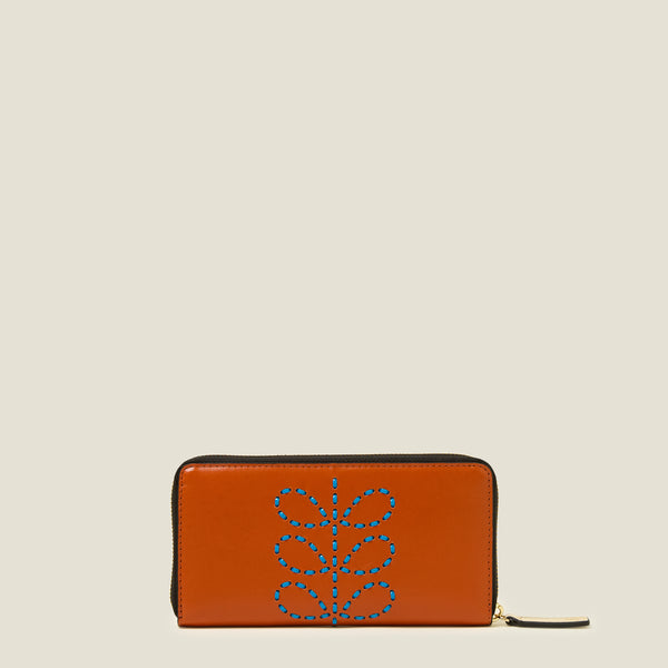 Orla Kiely Forget Me Not Wallet - Whipstitch Stem Orange