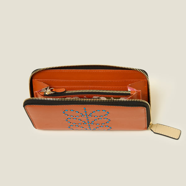 Orla Kiely Forget Me Not Wallet - Whipstitch Stem Orange