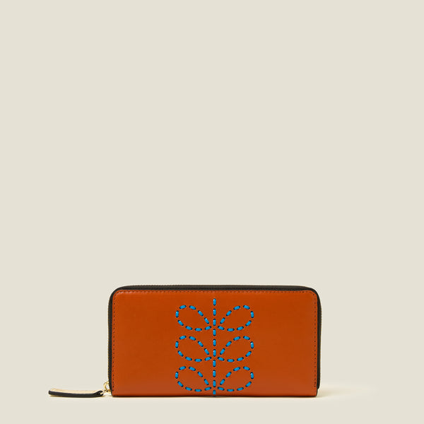 orla kiely Forget Me Not Wallet - Whipstitch Stem Orange