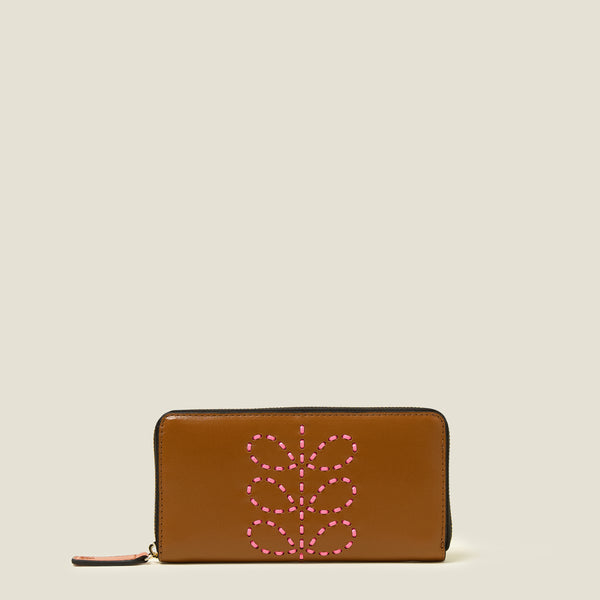 orla kiely Forget Me Not Wallet - Whipstitch Stem Tan