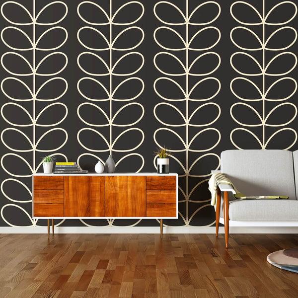 orla kiely Giant Linear Stem Charcoal Wallpaper - 52cm x 10m ROW