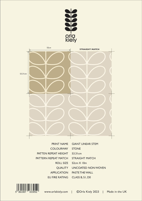 Orla Kiely Giant Linear Stem Stone Wallpaper - Sample ROW