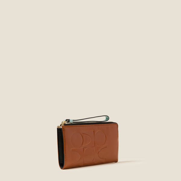 Orla Kiely Hold On Leather Wristlet - OK Colourblock Sienna