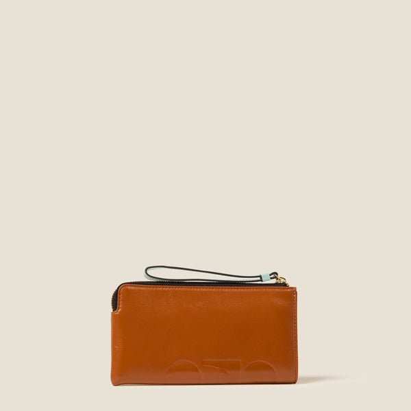 Orla Kiely Hold On Leather Wristlet - OK Colourblock Sienna