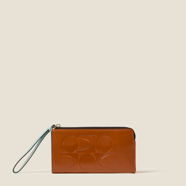 orla kiely Hold On Leather Wristlet - OK Colourblock Sienna