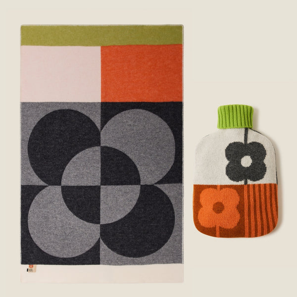orla kiely Hot Water Bottle & Blanket Bundle - Storm Paprika
