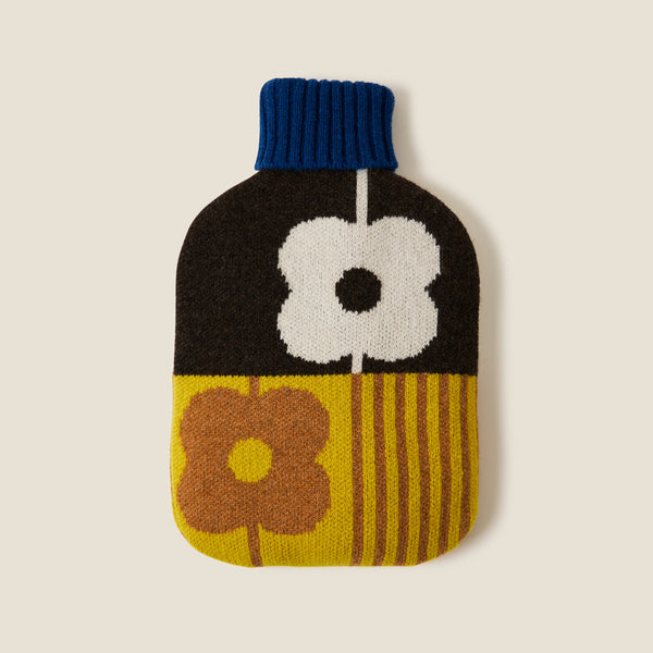 Orla Kiely Hot Water Bottle Cover - Abacus Chocolate Sunflower