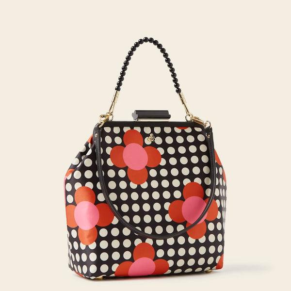 Orla Kiely Jenny D Handbag - Fuchsia Flower Polka Dot