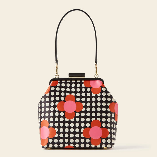 Orla Kiely Jenny D Handbag - Fuchsia Flower Polka Dot