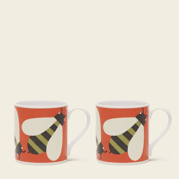 orla kiely Large Mug Set of 2 - Busy Bee Orange Seconds