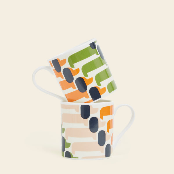 Orla Kiely Large Mug Set Of 2 - Sausage Dog Orange Seconds