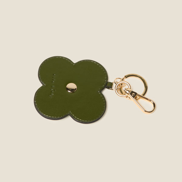 Orla Kiely Layered Flower Leather Key Ring - Flower Applique Blue