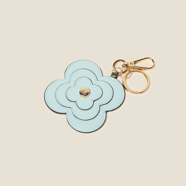 orla kiely Layered Flower Leather Key Ring - Flower Applique Blue