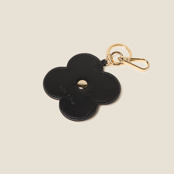 Orla Kiely Layered Flower Leather Key Ring - Flower Applique Burgundy