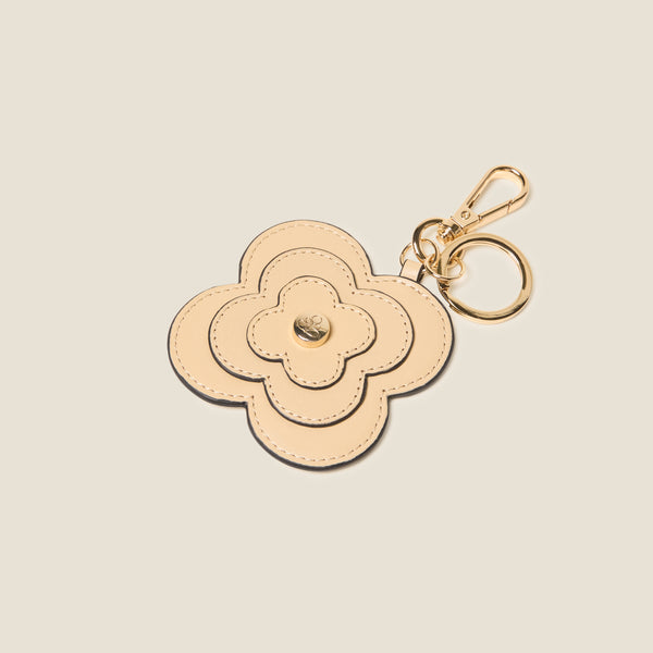 orla kiely Layered Flower Leather Key Ring - Flower Applique Cream