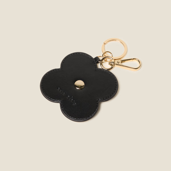 Orla Kiely Layered Flower Leather Key Ring - Flower Applique Forest