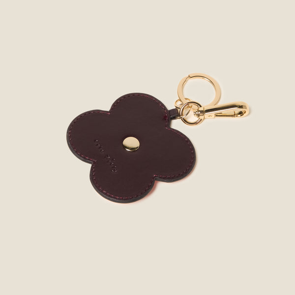 Orla Kiely Layered Flower Leather Key Ring - Flower Applique Pink
