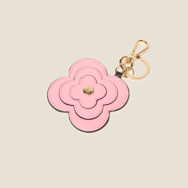 orla kiely Layered Flower Leather Key Ring - Flower Applique Pink