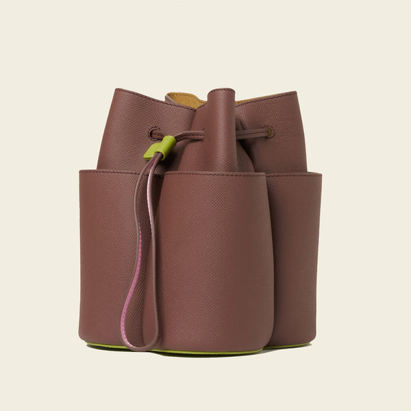 Orla Kiely Medium Flower Petal Leather Crossbody Bag - Dark Brown