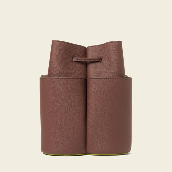 Orla Kiely Medium Flower Petal Leather Crossbody Bag - Dark Brown