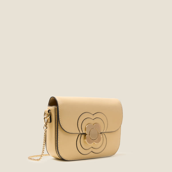 Orla Kiely Mini Eclipse Leather Crossbody Bag - Flower Applique Cream