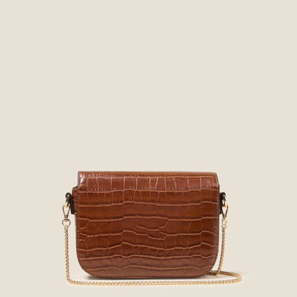 Orla Kiely Mini Eclipse Leather Crossbody Bag - Flower Applique Croc