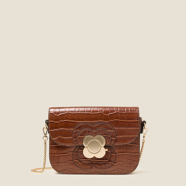 orla kiely Mini Eclipse Leather Crossbody Bag - Flower Applique Croc