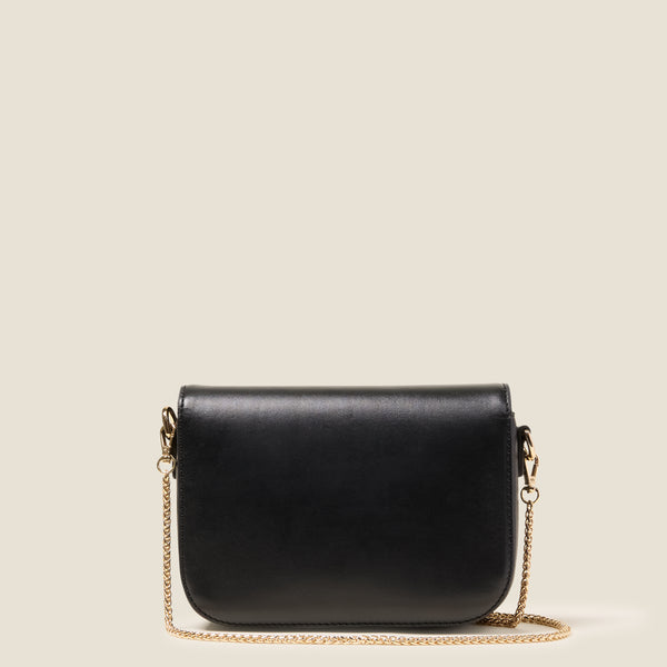 Orla Kiely Mini Eclipse Leather Crossbody Bag - Flower Applique Black